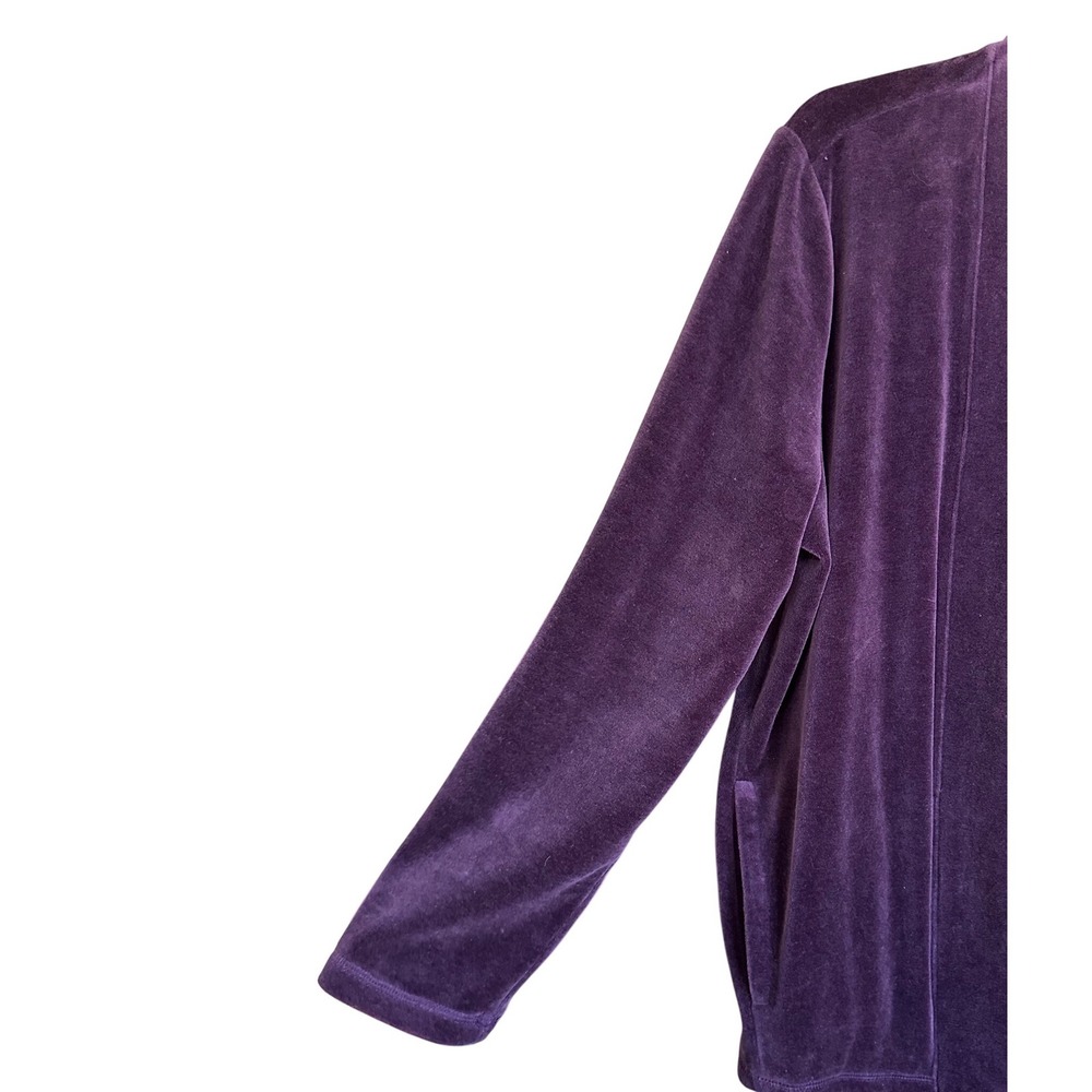 Talbots Petites Purple Velvet Velour Open Front Cardigan Jacket Sz LP Luxury - Picture 5 of 6